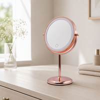 Miroir de maquillage grossissant OEM ODM 3x/5x/7x/10x, portable, rechargeable, double face, avec LED à 3 couleurs réglables et rotation à 360°
