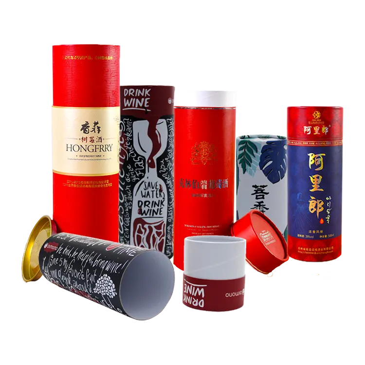 Chinesische Hersteller kunden spezifisch verschiedene Farben Muster Schriftzug Aussehen Großhandel versiegelte Weinglas PBAT Papier röhre
