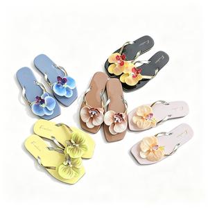 Sandalias de Playa con Diseño de Orquídeas Francesas, Chanclas Florales para Mujer, Sandalias Planas para Vacaciones - Product Image 1