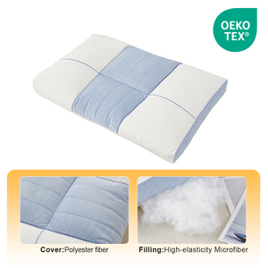Oreiller ergonomique 3 zones SUPER bleu-blanc à blocs de couleur, avec maille rafraîchissante et matelassage 3D, adapté aux dormeurs sur le dos et sur le côté, lavable en machine - Product Image 2