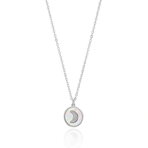 Amy Amy Moon Pendant Necklace Stainless Steel <b>Silver</b> Plated Shell Inlay Minimalist Women's Everyday Jewelry Gift - Product Image 3