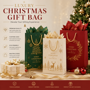 Bolsa <span class=keywords><strong>de</strong></span> <span class=keywords><strong>Papel</strong></span> <span class=keywords><strong>de</strong></span> Regalo <span class=keywords><strong>de</strong></span> Navidad <span class=keywords><strong>de</strong></span> Lujo con Logotipo Personalizado, Asa <span class=keywords><strong>de</strong></span> Cinta con Lámina Dorada, Empaque Premium para Compras <span class=keywords><strong>Navideñas</strong></span>, Venta al Por Mayor - Product Image 3