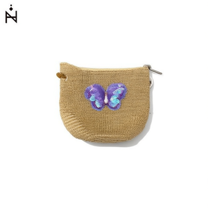 <b>Sequined</b> Butterfly Grass Woven Small <b>Bag</b> 12x14cm For Women Fashion Accessory - Product Image 1