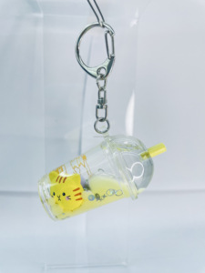 Gran Promoción Llavero <span class=keywords><strong>de</strong></span> Acrílico con Líquido Flotante <span class=keywords><strong>de</strong></span> Burbujas, Diseño <span class=keywords><strong>de</strong></span> Osito y Taza <span class=keywords><strong>de</strong></span> Té con Leche, Artesanal - Product Image 3