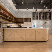 Bancone Bar in Stile Industriale Vintage a Forma di L, Scrivania per Cassiere per Caffetterie, Bar e Gelaterie