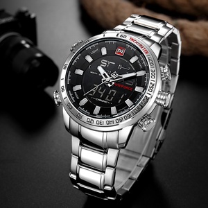 NAVIFORCE 9093 Men Stainless Steel Sport Watches Mens LED Analog Digital Watch Male Stainless Quartz <b>Clock</b> Relogio Masculin - Product Image 5