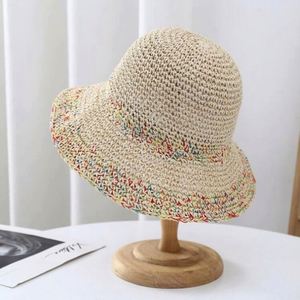 Chapeau de paille au crochet en gros, chapeau de soleil ajouré d'été, chapeaux bob en paille tricotée respirants à large bord pour femmes - Product Image 3