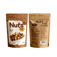 Sachet refermable en papier kraft brun personnalisable avec logo, pour noix, fruits secs et autres snacks, résistant à l'humidité
