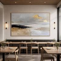 Peinture à l'huile abstraite 100% faite à la main sur toile, paysage marin, art mural pour la décoration de la maison et du salon