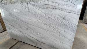 Carreaux de dalle de marbre blanc linéaire de haute qualité Design moderne pour les comptoirs de l'Inde dosserets cheminées finition naturelle polie - Product Image 2