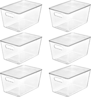 Boîtes de rangement empilables transparentes avec couvercles, boîtes de rangement en plastique de grande capacité avec poignées