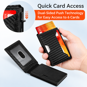Carbon Fiber <b>Wallet</b> <b>Men</b> RFID Blocking Card Holder Aluminum Alloy Bifold With Multiple Card Slots <b>For</b> Daily Use - Product Image 4