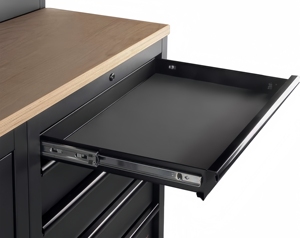 Ensemble d'armoires de rangement de garage modulaires modernes en acier laminé à froid robuste avec établi, tiroirs et pieds réglables OEM - Product Image 4