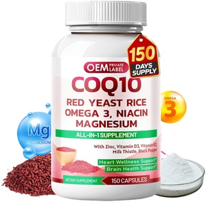 OEM CoQ10 ve Kırmızı Mayalı Pirinç Kapsülleri Omega-3 Vitaminler B3/K2/D3 Çinko Deve Dikeni Karabiber-Gıda Sınıfı Yetişkinler İçin Özel Etiket - Product Image 1