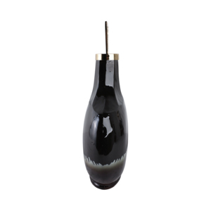Vaso in vetro arrotondato con coperchio in metallo, finitura lucida, per decorare il soggiorno - Product Image 3
