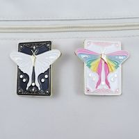 Broche Papillon Étoile Lune Dessin Animé Personnalisée, Épingle Décorative Géométrique Rotative en Alliage