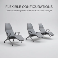 Chaise longue ergonomique pour salon VIP d'aéroport avec table centrale, dossier haut, assise inclinable en PU pour les zones de repos des terminaux et des hôpitaux