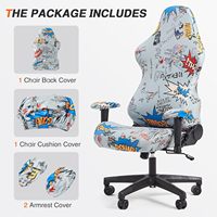 Housse de siège de chaise de jeu inclinable pour ordinateur élastique extensible avec housse d'accoudoir, excellent tissu, motif personnalisable