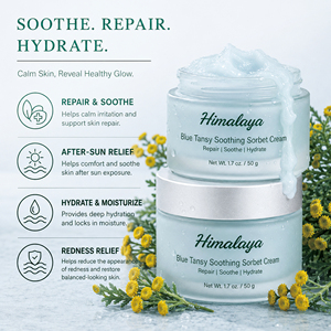 Crème Sorbet Apaisante à la Tanaisie Bleue Marque Blanche – Soulagement des Rougeurs, <span class=keywords><strong>Anti</strong></span>-<span class=keywords><strong>inflammatoire</strong></span>, Apaisant Après-Soleil - Product Image 4