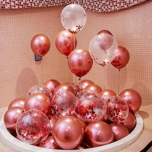 Champagne Gold Rose Silver Color 5 10 12 18 Inch Latex Chrome Balloons