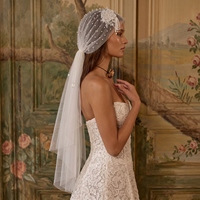 YouLaPan Voile de mariée élégant à capuche avec perles, dentelle et appliques florales, longue traîne à pampilles de perles, accessoire de tête de mariée VA33