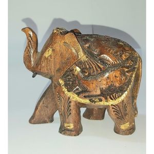PARIJAT HANDICRAFT Brown Color Handcrafted Wood Elephant <b>Statue</b> Lucky Sculpture for Home or Office Decor - Product Image 3