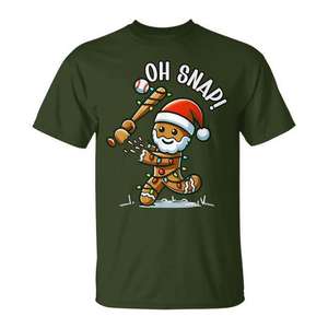 Camiseta de béisbol navideña Oh Snap Gingerbreadman - Product Image 1