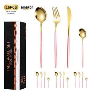 ชุดช้อนส้อมสแตนเลส 16 ชิ้น สีทอง สำหรับ 4 ท่าน ชุดมีด ส้อม ช้อน - Product Image 5
