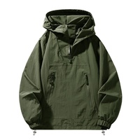 Blouson Bomber à Capuche Homme Printemps Léger Décontracté Coupe Ample Grande Taille Demi-Zip Respirant Taille Européenne