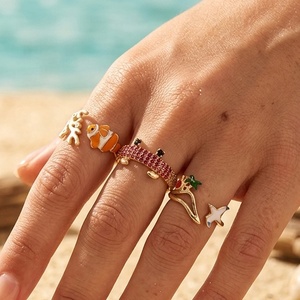 Nuevos <span class=keywords><strong>Anillos</strong></span> Abiertos <span class=keywords><strong>de</strong></span> Plata 925 con Diseño <span class=keywords><strong>de</strong></span> Verano 2026, <span class=keywords><strong>Serie</strong></span> Bohemia <span class=keywords><strong>de</strong></span> Vida Marina, Joyería <span class=keywords><strong>de</strong></span> Playa, Tortuga, Pájaro, Sol, Coral y Pez Payaso - Product Image 2