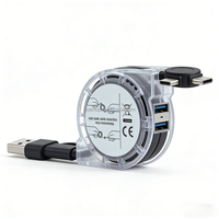 Cable de Carga Rápida Portátil con Logotipo Personalizado, Cable de Sincronización de Datos Multi Interfaz 4 en 1 con Retráctil