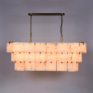 Luxury Natural Jade & Marble Panel Chandelier, Indoor <b>Lighting</b> for Hotel Lobbies, Villas, Living Rooms and <b>Dining</b> Rooms - Product Image 6