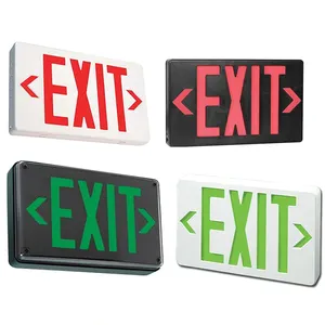 USA Marché ABS Plastique Rouge Vert Texte Double Face Blanc Noir Logement Rechargeable LED Commercial Emergency Light Exit Sign