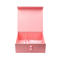 Boîte en papier rigide rose de luxe personnalisée avec ruban, boîte cadeau magnétique écologique recyclable pour ensemble de parfums avec logo pour cosmétiques