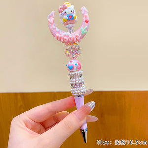 <span class=keywords><strong>Stylo</strong></span> Gel Rotatif DIY Kuromi Moon Pen, Papeterie Mignonne Dessin Animé avec Perles et Strass, <span class=keywords><strong>Stylo</strong></span> Bille My Melody Cinnamoroll - Product Image 2