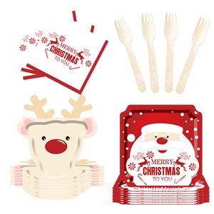 DAMAI Customized Disposable Paper <b>Plates</b> with Santa and Christmas Tree Pattern Christmas Theme Tableware <b>Set</b> Decorations - Product Image 3