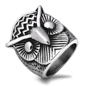 Anillo de acero inoxidable con diseño de búho, 27 mm, diseño retro, unisex, joyería de moda, regalo - Product Image 1