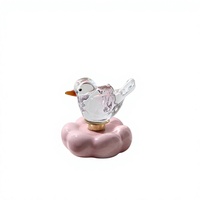 Figurine d'oiseau rotative en verre transparent de style Murano, ornée de cristaux, pour la décoration de la maison, du bureau ou comme cadeau
