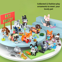 Mini 3D plástico Animal perro gato bloque de construcción chico mascota modelo juguete y adorno de mesa de ordenador Decoración regalo educativo
