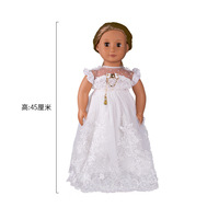 Échantillon gratuit Robe de mariée pour poupée de 18 pouces Ensemble de vêtements pour poupée de haute qualité Matériel en polyester Marque Black Horse