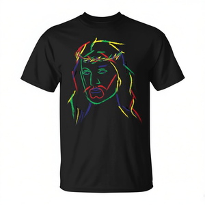 Camiseta gráfica abstracta de Jesús, color negro, ropa informal unisex - Product Image 2