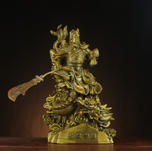Vente en gros de statue <span class=keywords><strong>Guan</strong></span> Gong en laiton, sculpture du général chinois <span class=keywords><strong>Guan</strong></span> <span class=keywords><strong>Yu</strong></span>, décoration Feng Shui OEM personnalisée pour le bureau et le temple - Product Image 1