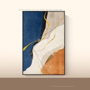 Peinture murale abstraite en gros sur toile, acrylique et huile, art mural moderne noir, blanc, gris, bleu, marron, orange, vert, doré, montagne - Product Image 6