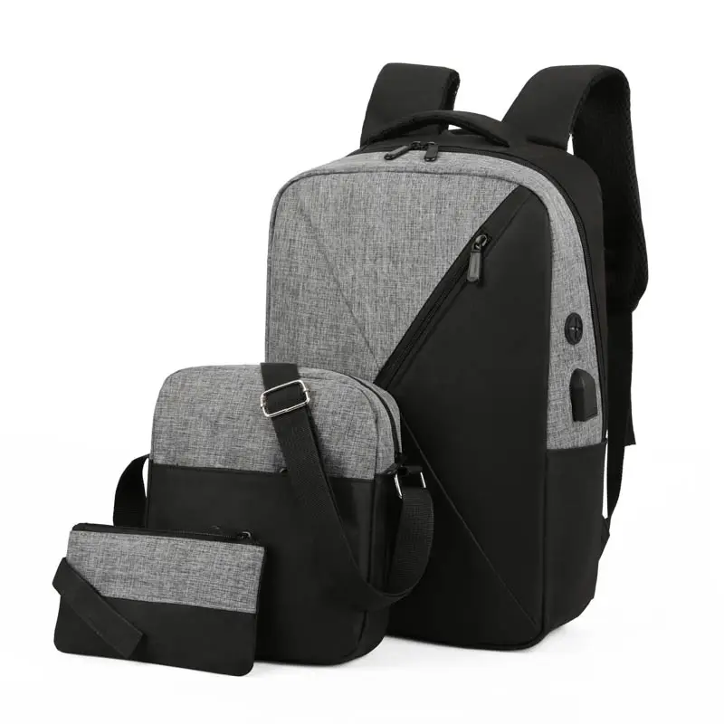 3pcs New design fashion multifunctional usb charging school backpack set 3 in1 book bags for high school