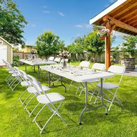 Table rectangulaire pliable en plastique blanc pour événements ou mariages, à plier en deux