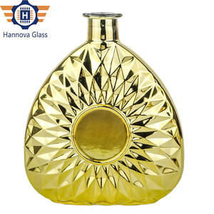 Bouteille à facettes plaquée or de luxe de 700ml pour Brandy <span class=keywords><strong>Tequila</strong></span> Spirit bouteille en verre décorative vide personnalisée - Product Image 6
