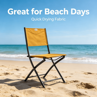 Chaise pliante jaune moutarde en tissu pour extérieur, patio, jardin, plage, pêche, balcon, siège de loisirs, cadre en acier, portable et légère