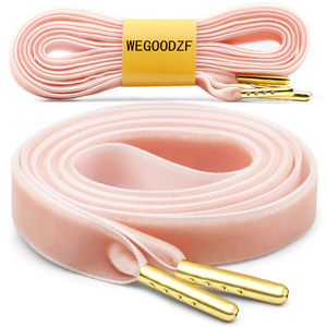 Wegoodzf tùy chỉnh phẳng nhung dây giày với vàng kim loại lời khuyên cho giày vải và giày thường - Product Image 1