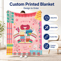 Selimut Pink Kawaii Bermotif Kelinci Bunga, Selimut Cetak Kustom untuk Kamar Tidur, Sofa, Ruang Tamu, Hadiah untuk Rumah