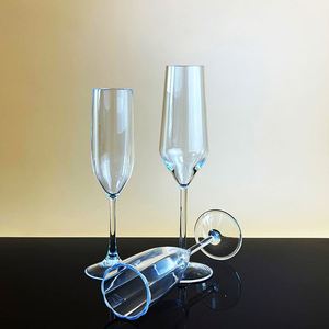 Flûtes à champagne en acrylique plastique de luxe écologiques de 240 ml avec logo personnalisé en couleur - Product Image 2